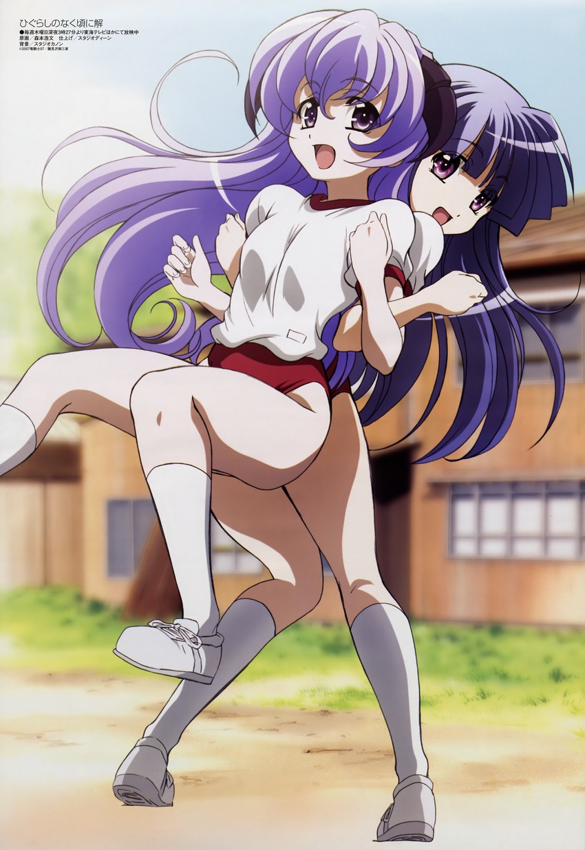 furude rika and hanyuu (higurashi no naku koro ni and 1 more) drawn by morimoto_hirofumi