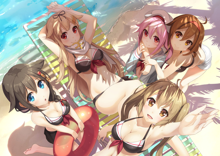shigure, yuudachi, shigure kai ni, yuudachi kai ni, murasame, and 2 more (kantai collection) drawn by shinonome_haru