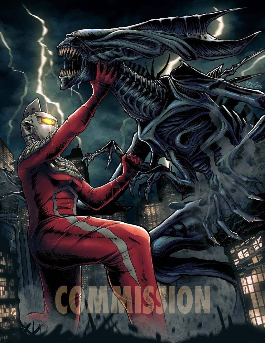 ultraseven and alien queen (ultra series and 3 more) drawn by thomdotartz