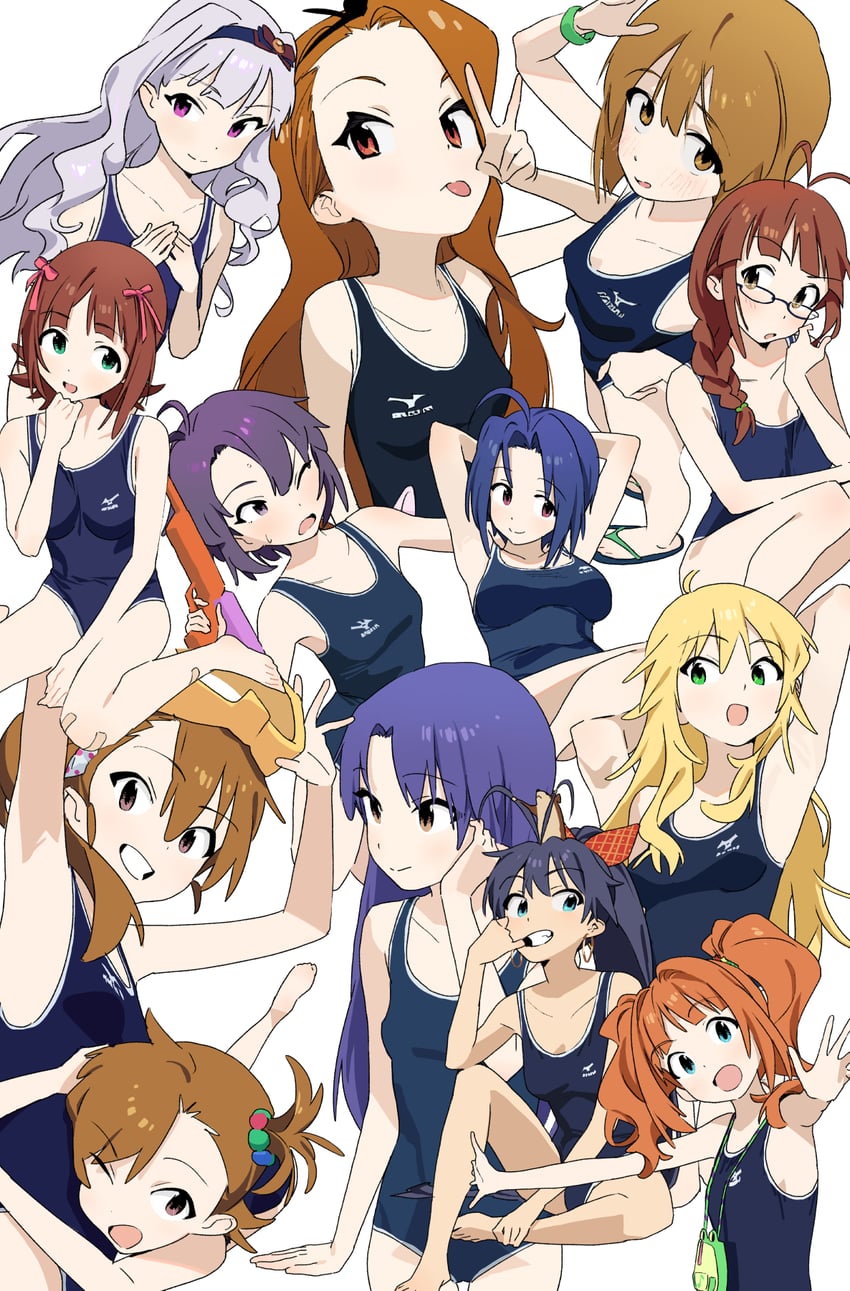 hoshii miki, kisaragi chihaya, amami haruka, kikuchi makoto, shijou takane, and 8 more (idolmaster) drawn by some1else45