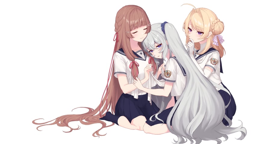 sorami himari, kogumaduki noa, and hoshinomiya reno (yurianna girls college) drawn by mejiro_yae