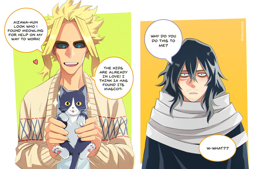 aizawa shota and yagi toshinori (boku no hero academia) drawn by trevo_(trevoshere)