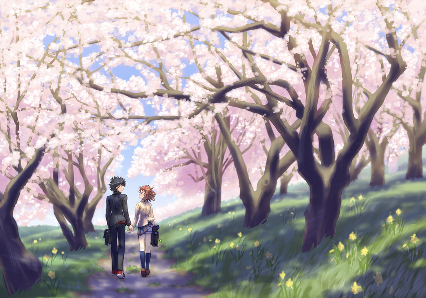 misaka mikoto and kamijou touma (toaru majutsu no index and 1 more) drawn by raika9