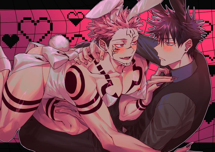 fushiguro megumi and ryoumen sukuna (jujutsu kaisen) drawn by azukiharuta_ju