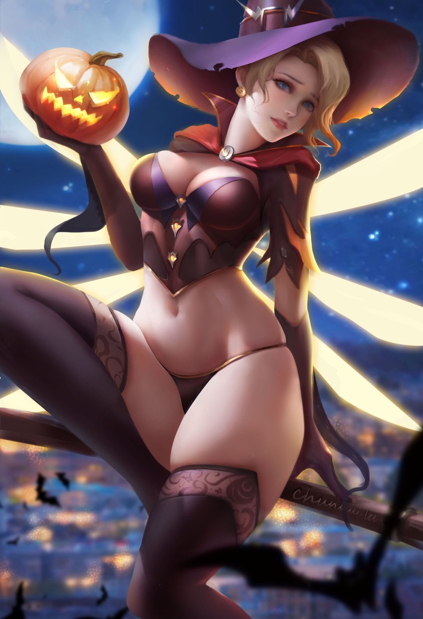 mercy and witch mercy (overwatch and 1 more) drawn by chunhwei_lee