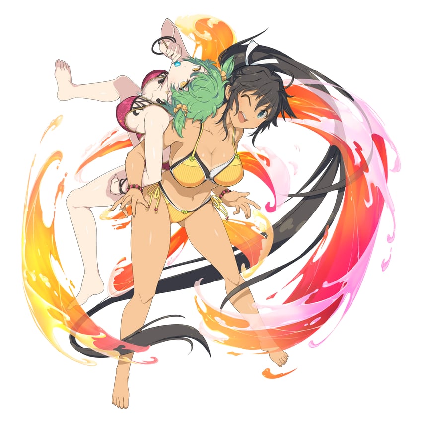 hikage and homura (senran kagura and 2 more) drawn by yaegashi_nan