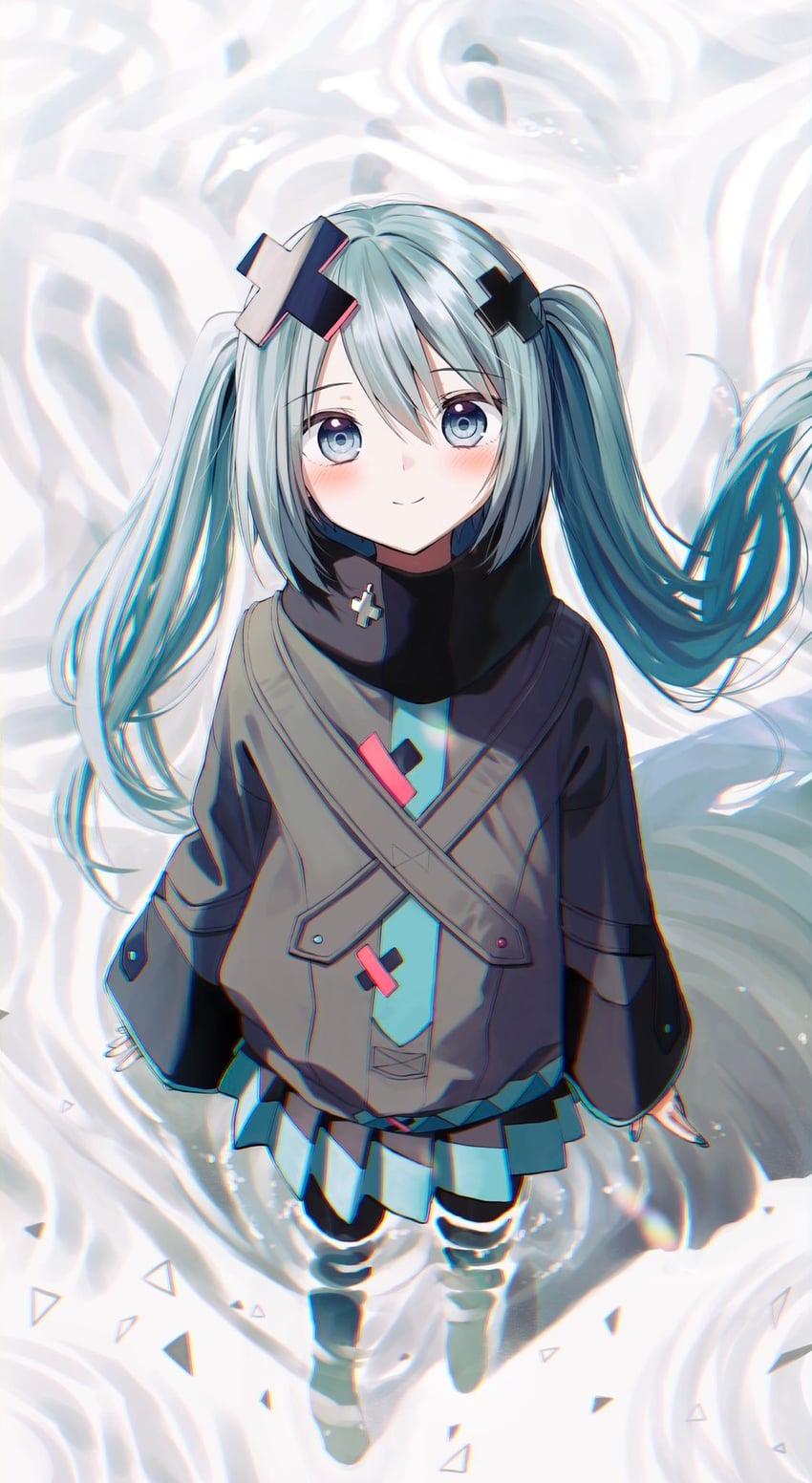 hatsune miku and batsu miku (vocaloid and 2 more) drawn by pentagon_(railgun_ky1206)