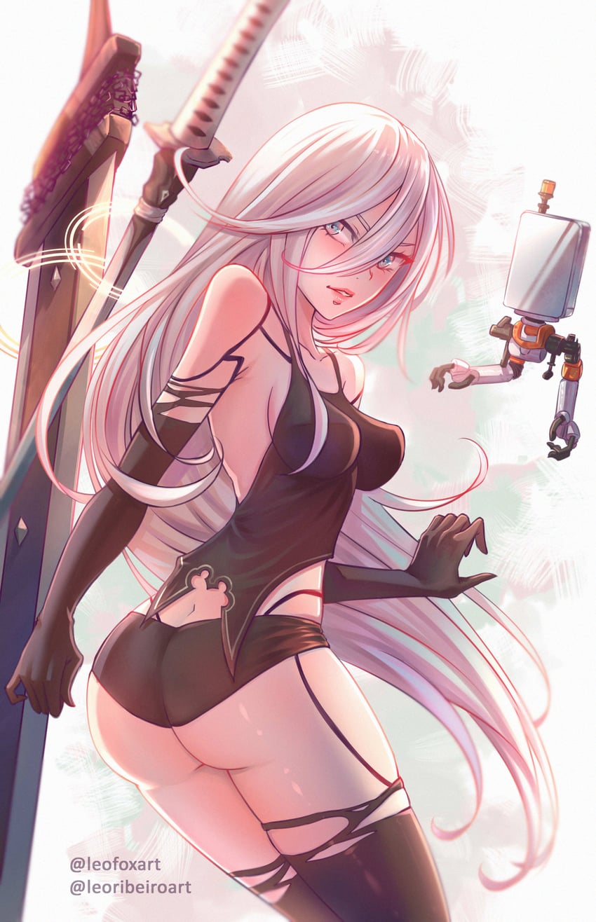 pod and a2 (nier and 1 more) drawn by leofoxart