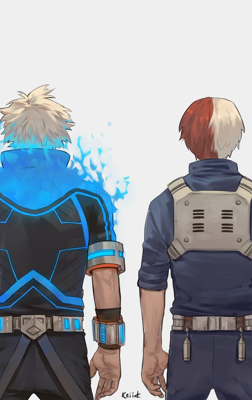 todoroki shoto and todoroki touya (boku no hero academia) drawn by keiid