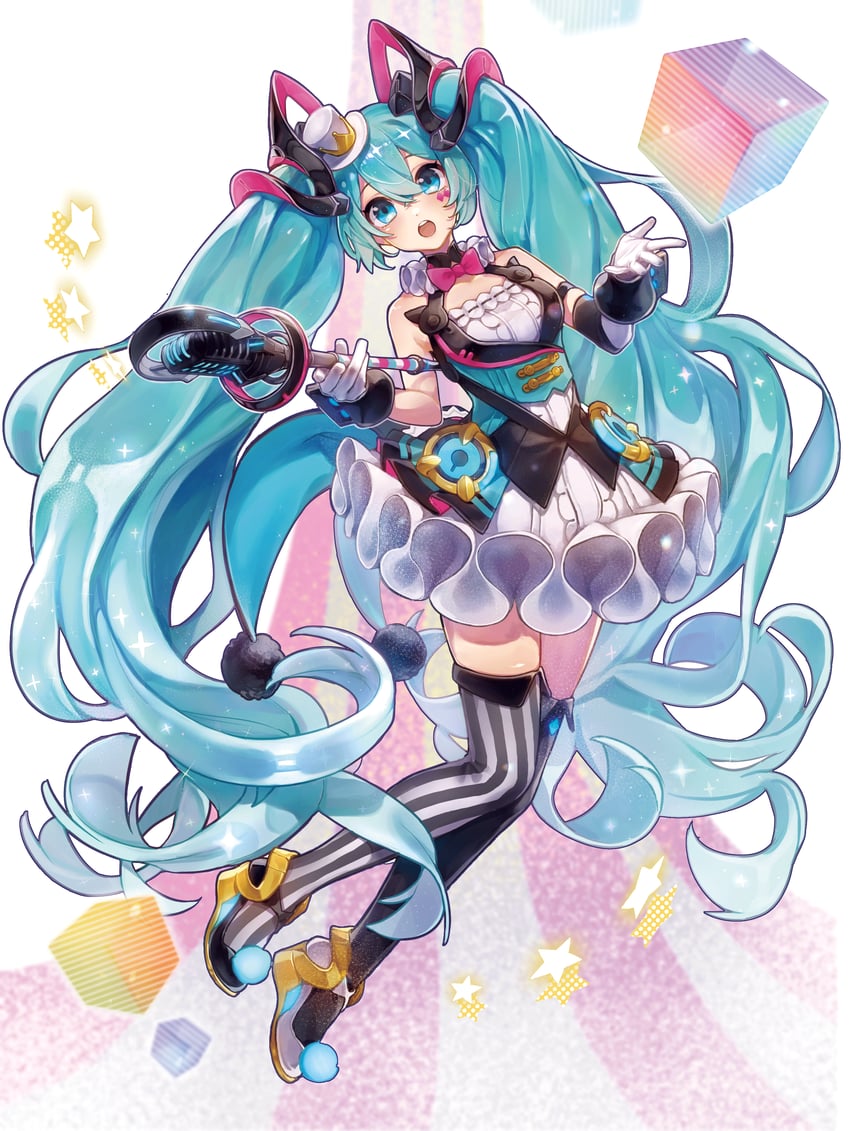 hatsune miku and magical mirai miku (vocaloid and 1 more) drawn by shigupon