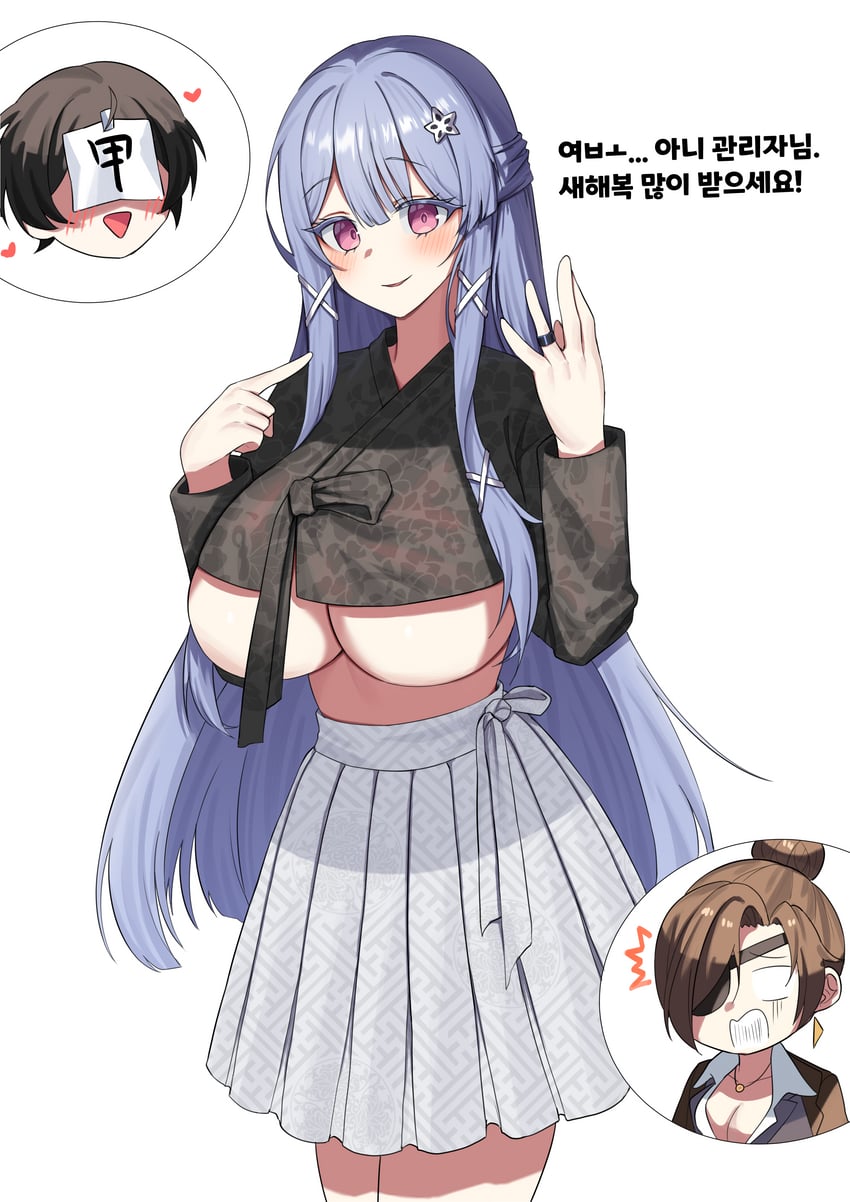 lee sooyeon, swan claire, and administrator (counter:side) drawn by jinggun