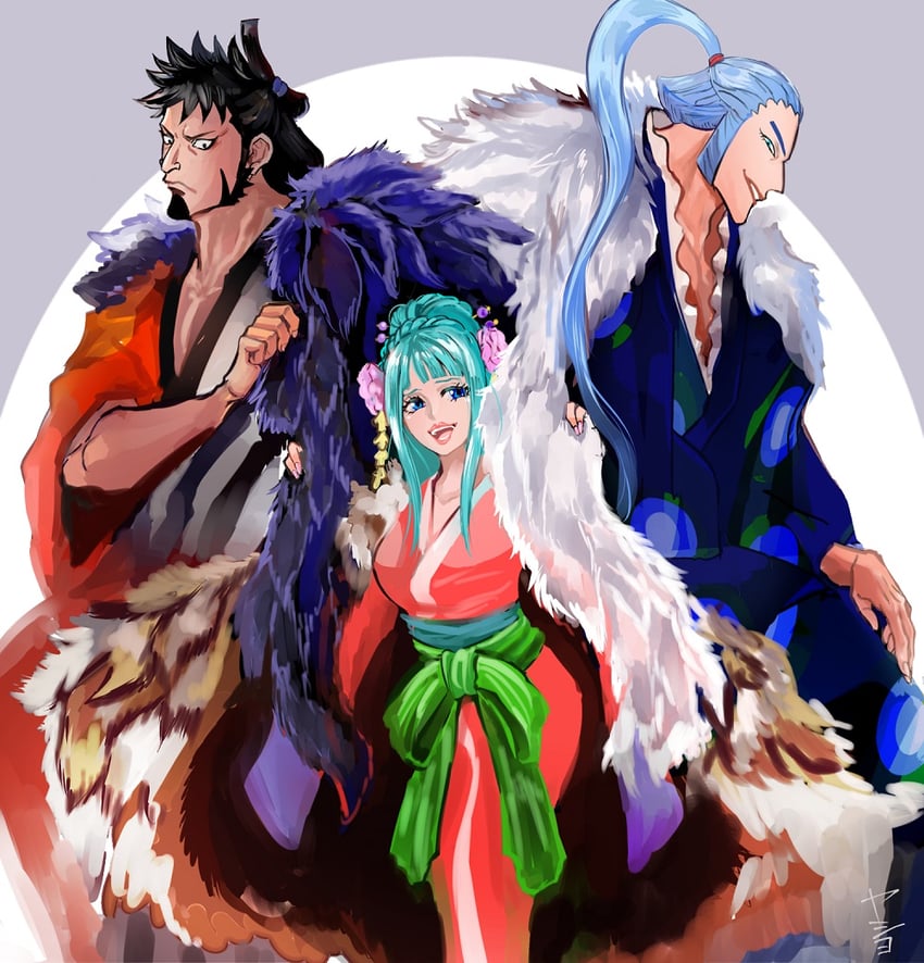 kouzuki hiyori, kinemon, and denjirou (one piece) drawn by harakara12