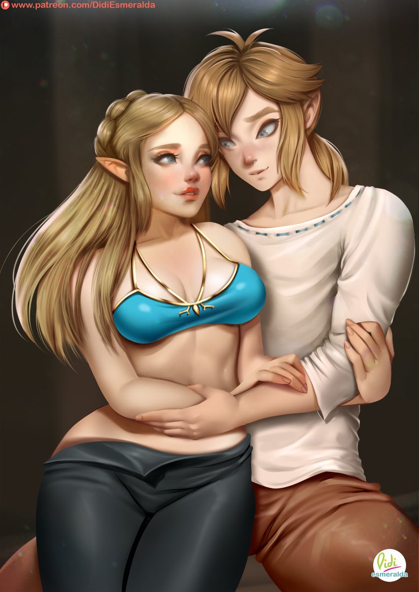 link and princess zelda (the legend of zelda and 1 more) drawn by didi_esmeralda