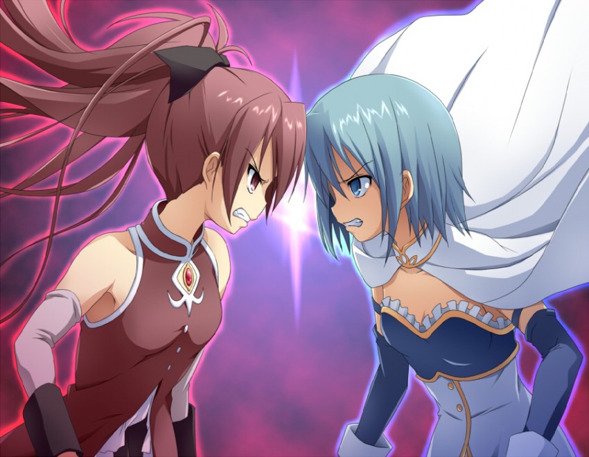 miki sayaka and sakura kyoko (mahou shoujo madoka magica) drawn by riki_(archf)