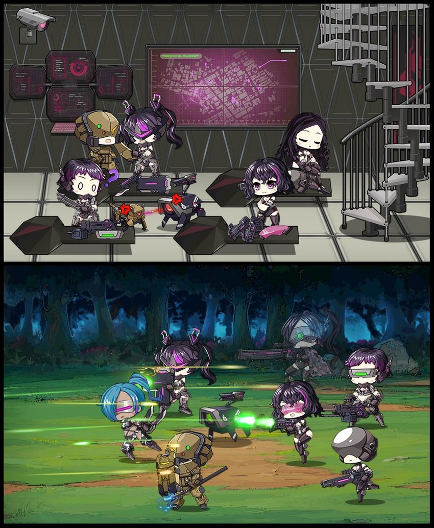 dinergate, ripper, jaeger, vespid, aegis, and 3 more (girls' frontline) drawn by the_mad_mimic