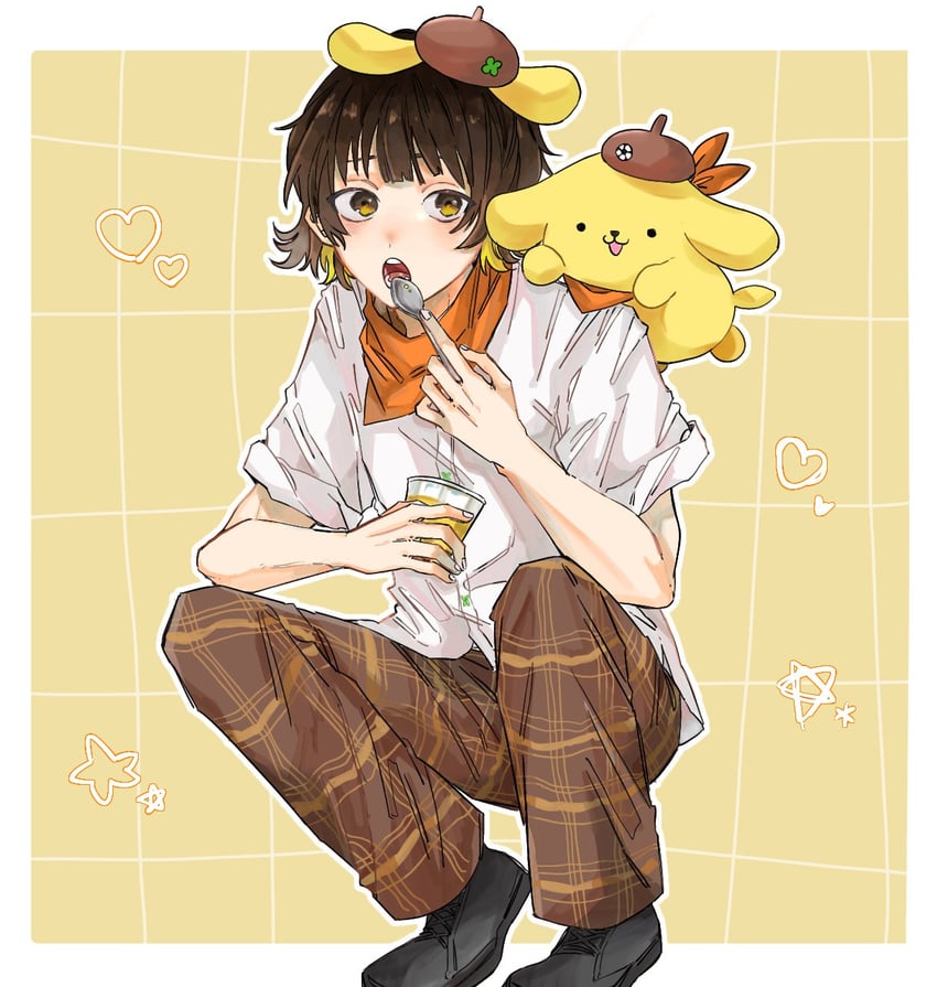 pompompurin and bachira meguru (sanrio and 1 more) drawn by hineriganai4