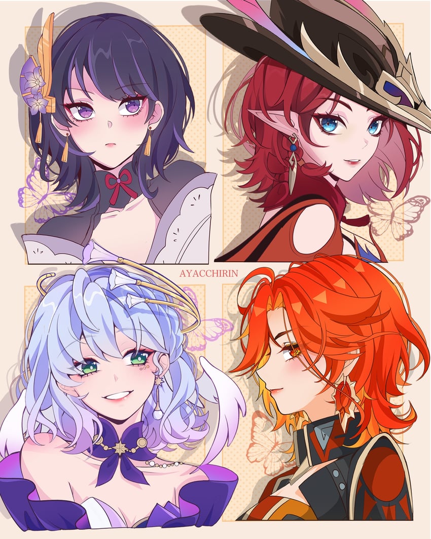 raiden shogun, robin, mavuika, and chasca (genshin impact and 3 more) drawn by ayacchirin