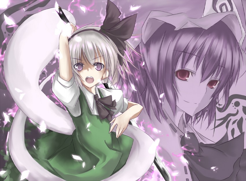 konpaku youmu and saigyouji yuyuko (touhou) drawn by sasaki_kouhei