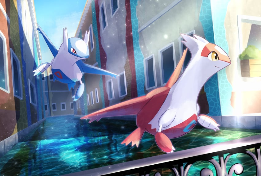 latias and latios (pokemon and 1 more) drawn by hatoro_kuroyoshi