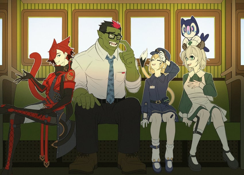 nimi nightmare, dooby, randon neuring, caspurr catacini, and namie (indie virtual youtuber) drawn by athies