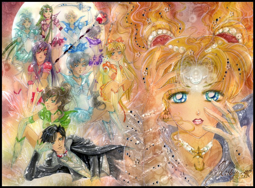 tsukino usagi, sailor moon, mizuno ami, aino minako, hino rei, and 26 more (bishoujo senshi sailor moon and 1 more) drawn by yaichino