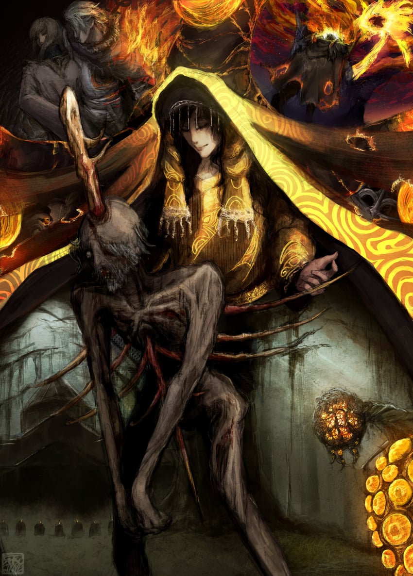 tarnished, lord of the frenzied flame, finger maiden hyetta, midra lord of frenzied flame, roundtable knight vyke, and 5 more (elden ring and 1 more) drawn by satsu-strive