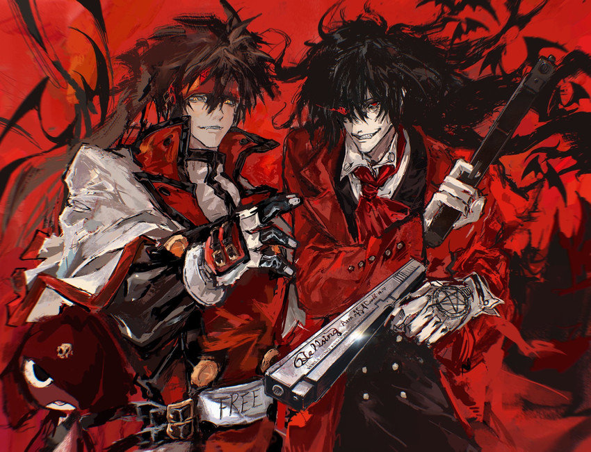 sol badguy, alucard, giroro, order-sol, and nakata jouji (guilty gear and 3 more) drawn by found_modori