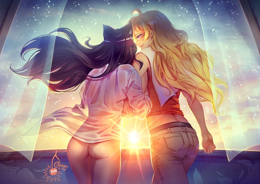 yang xiao long and blake belladonna (rwby) drawn by cherry_in_the_sun