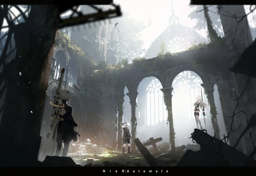 2b, 9s, and a2 (nier and 1 more) drawn by nid417