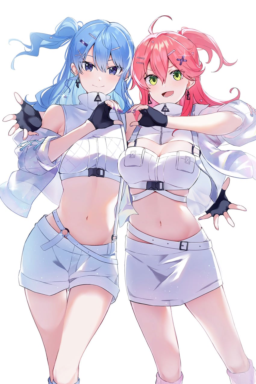 hoshimachi suisei and sakura miko (hololive and 1 more) drawn by aya02ka