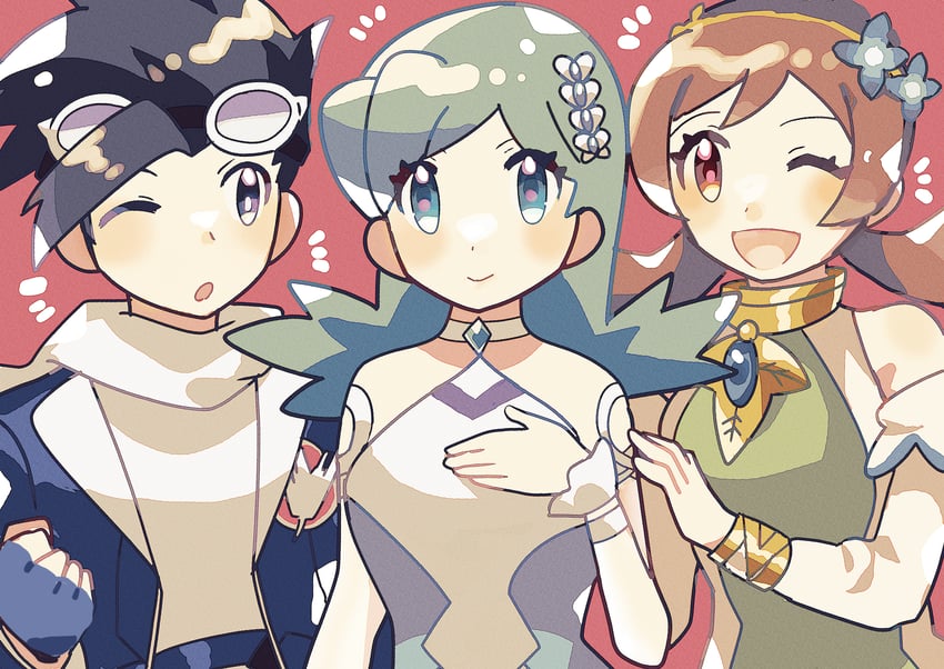 ethan, lyra, and kris (pokemon and 1 more) drawn by anidler91