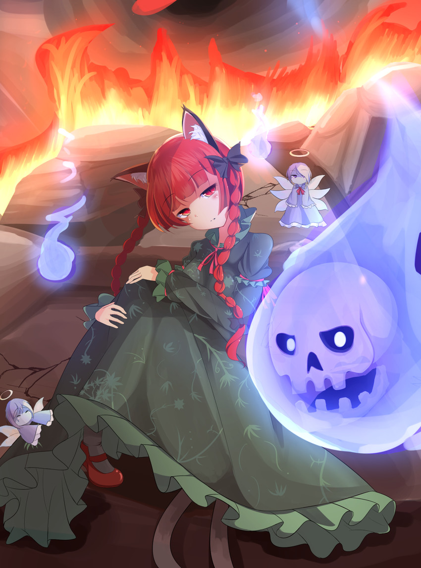 kaenbyou rin and zombie fairy (touhou) drawn by front_mae