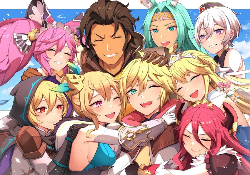 mym, cleo, zethia, elisanne, ranzal, and 5 more (dragalia lost) drawn by nurufufufu