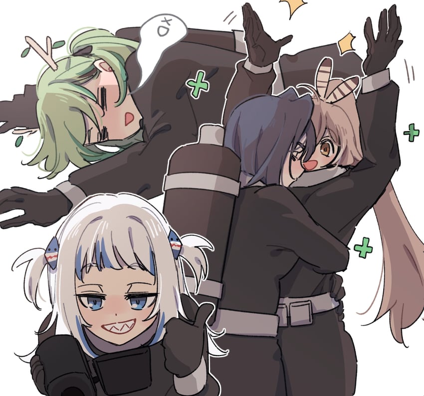 gawr gura, ouro kronii, nanashi mumei, and ceres fauna (hololive and 2 more) drawn by anco_(platanity)