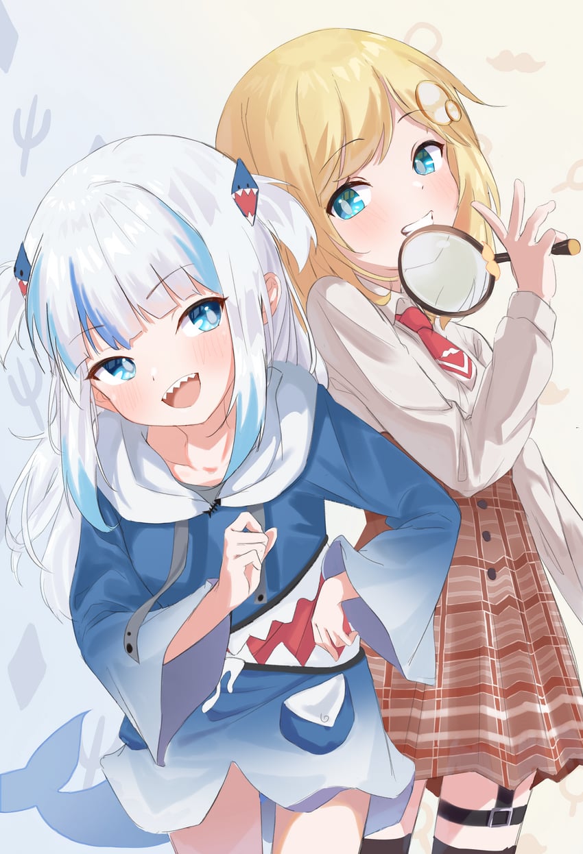 gawr gura and watson amelia (hololive and 1 more) drawn by wep16night