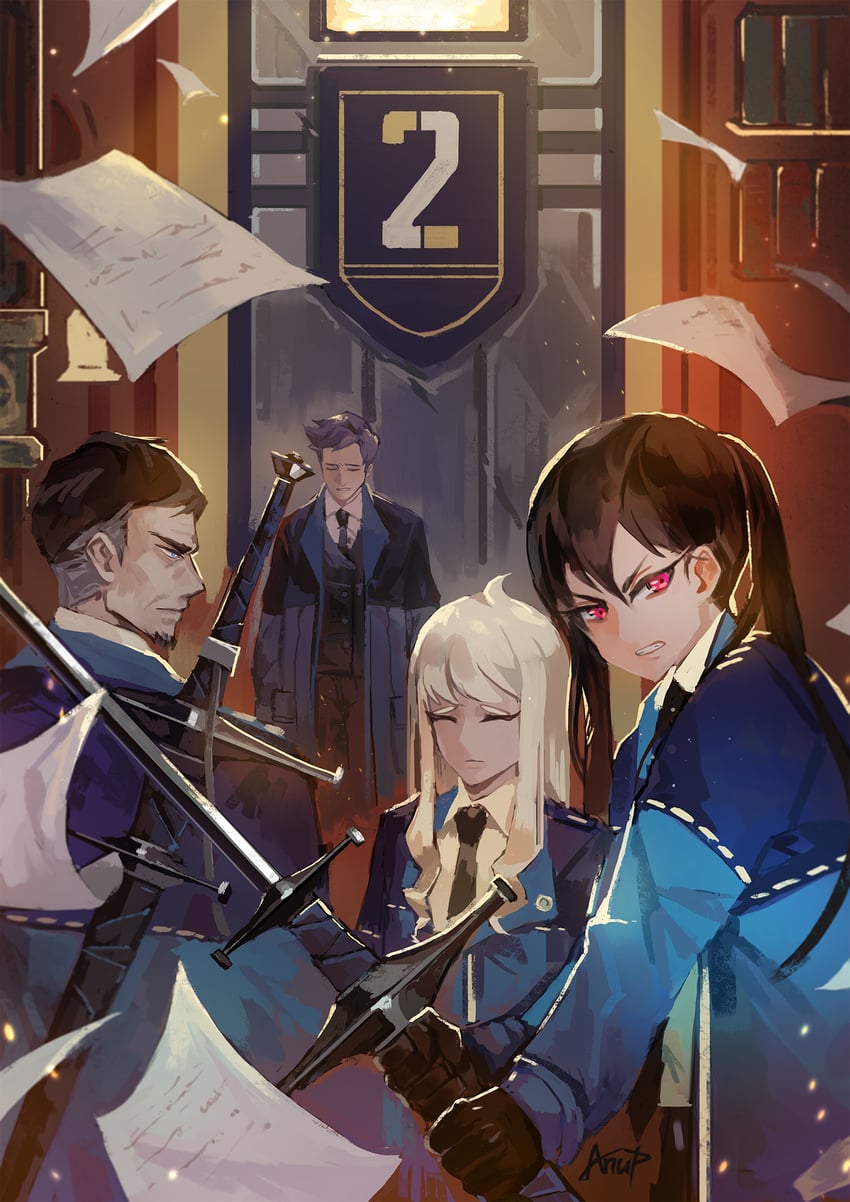 isadora, julia, san, and walter (project moon and 1 more) drawn by anupatten