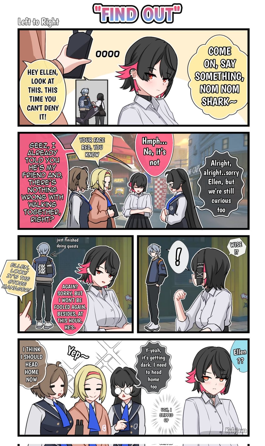 ellen joe, wise, ruby, monna, and lynn (zenless zone zero) drawn by kulojawa