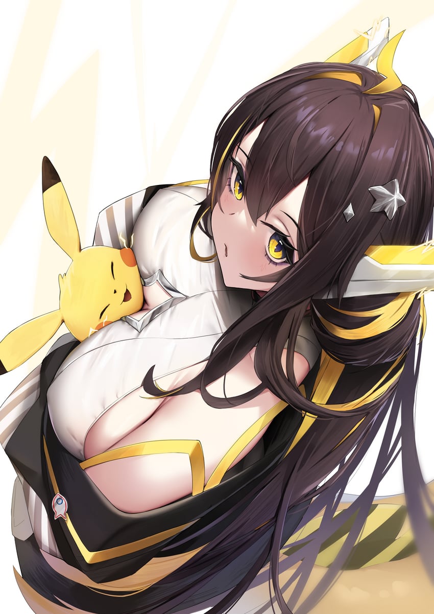 pikachu and juna unagi (pokemon and 1 more) drawn by skai_kun