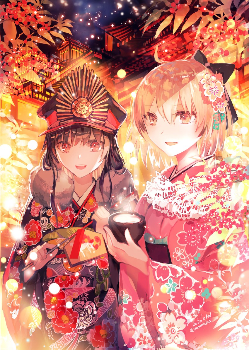 okita souji and oda nobunaga (fate and 2 more) drawn by rioka_(southern_blue_sky)