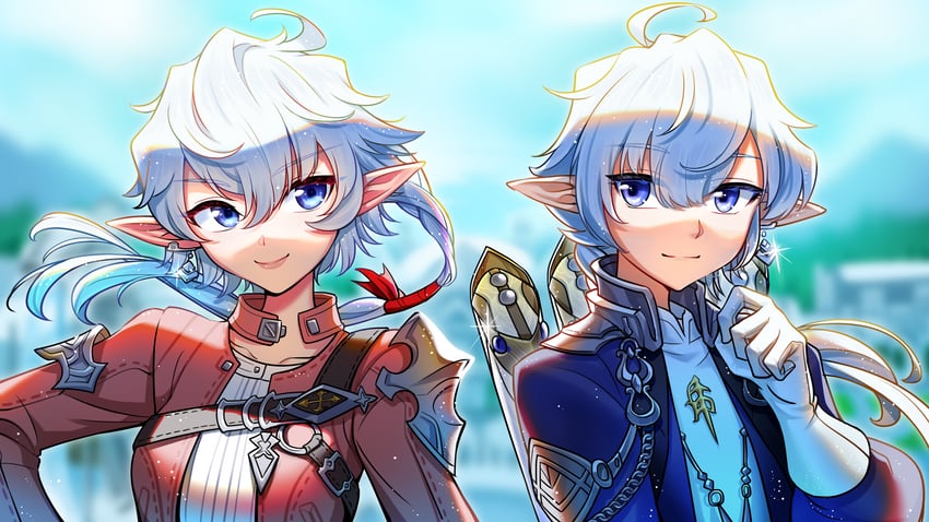 alisaie leveilleur and alphinaud leveilleur (final fantasy and 1 more) drawn by silversirius