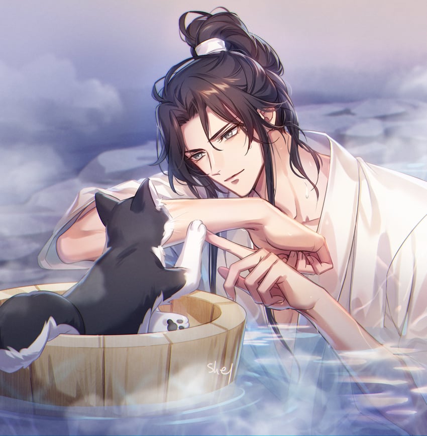 chu wanning and mo ran (erha he ta de bai mao shizun) drawn by zehel_az