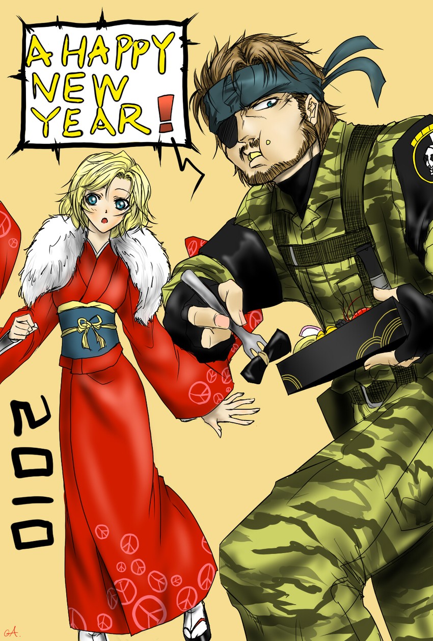 big boss and paz ortega andrade (metal gear and 1 more) drawn by ga.b