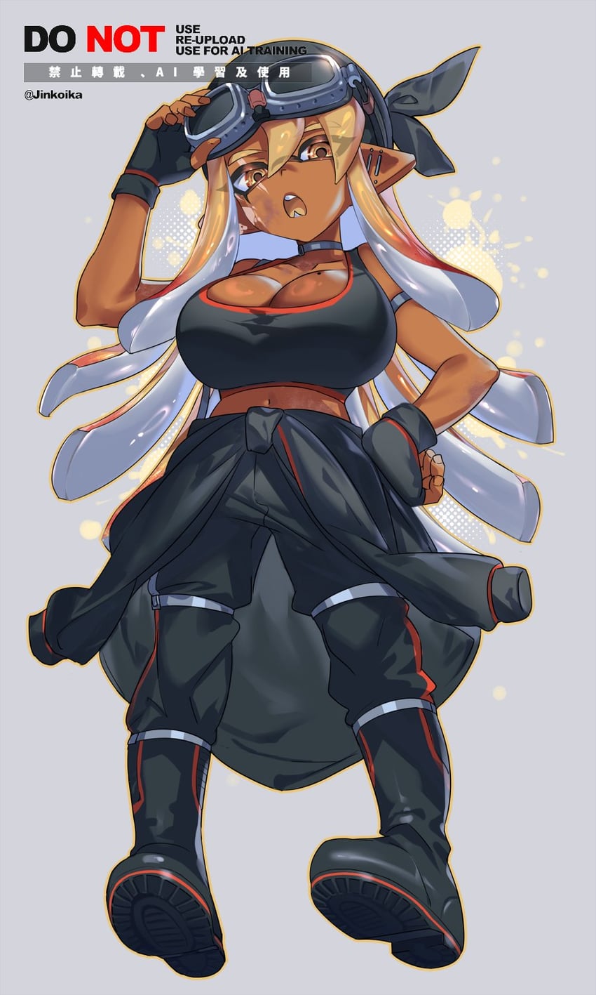 inkling player character and inkling girl (splatoon) drawn by jinkoika