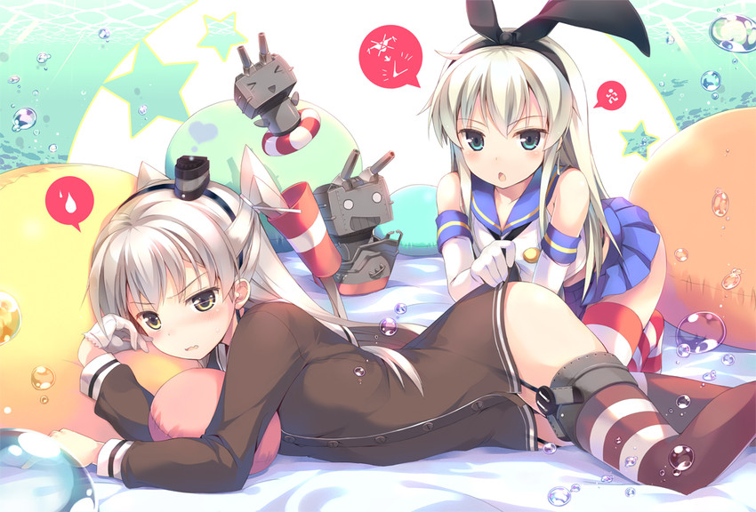 shimakaze, amatsukaze, rensouhou-chan, and rensouhou-kun (kantai collection) drawn by hinooka_shuuji