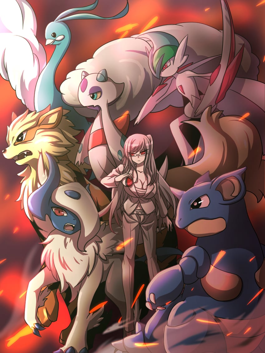 gallade, absol, altaria, pekoyama peko, arcanine, and 2 more (pokemon and 3 more) drawn by zi_huahuo
