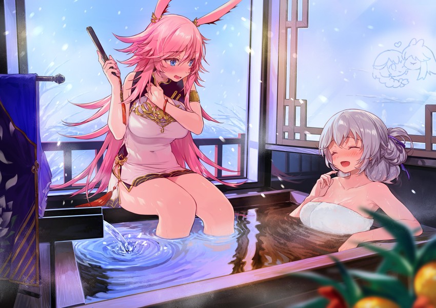 yae sakura and kallen kaslana (honkai and 1 more) drawn by amana_(pocketkey)