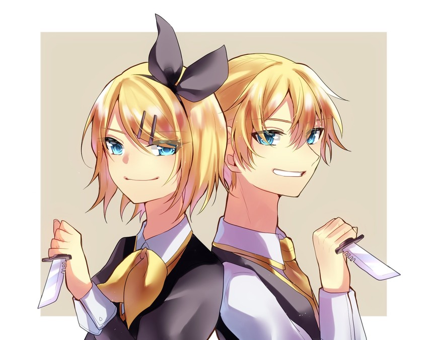 kagamine rin, kagamine len, arte, and pollo (vocaloid and 2 more) drawn by aryuma772