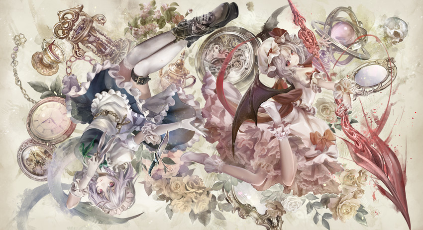 remilia scarlet and izayoi sakuya (touhou) drawn by torino_aqua