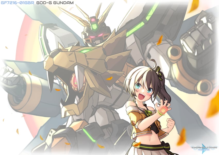 natsuiro matsuri, ebi frion, god gundam, z'gok, gaogaigar, and 3 more (hololive and 8 more) drawn by pinguinkotak