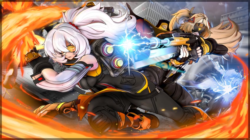 trigger and soldier 11 (zenless zone zero) drawn by skymedicpro